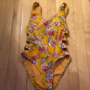 Xhilaration one piece orange floral size XS (worn)
